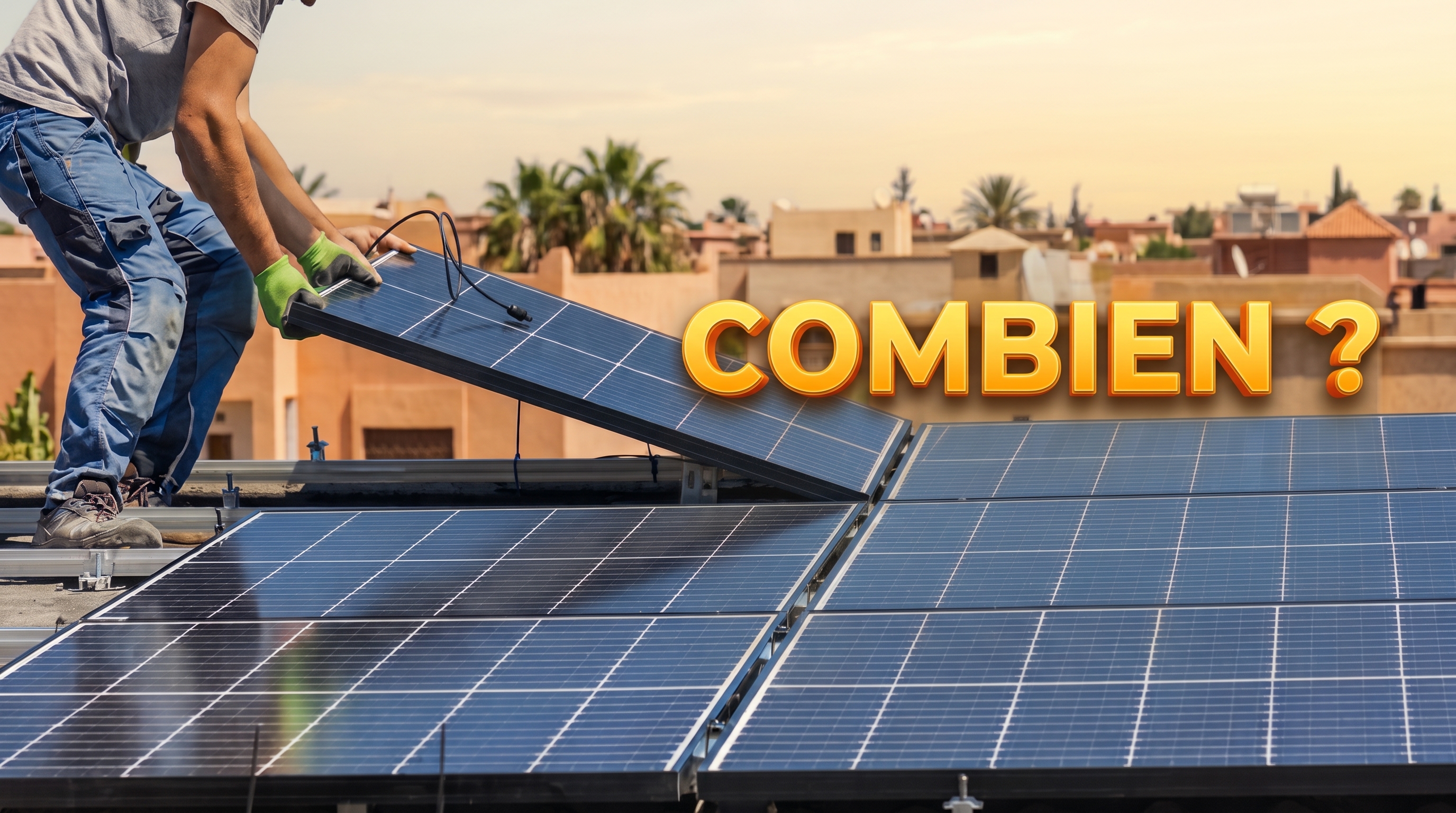 Panneaux photovoltaïques sur la toiture d’une maison au Maroc